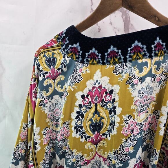 Anthropologie Kimono Womens XS S Blue Velvet Robe Wrap Long Zadie Tie Boho Cover - Picture 7 of 16